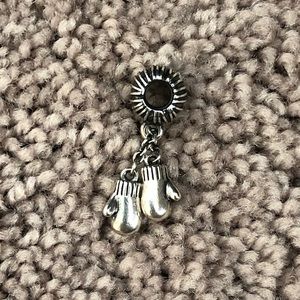 SS pandora dangle mittens with pink enamel heart